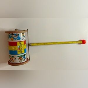 Vintage 50s Fisher-Price Musical Chime Toy with Red and Blue Accents